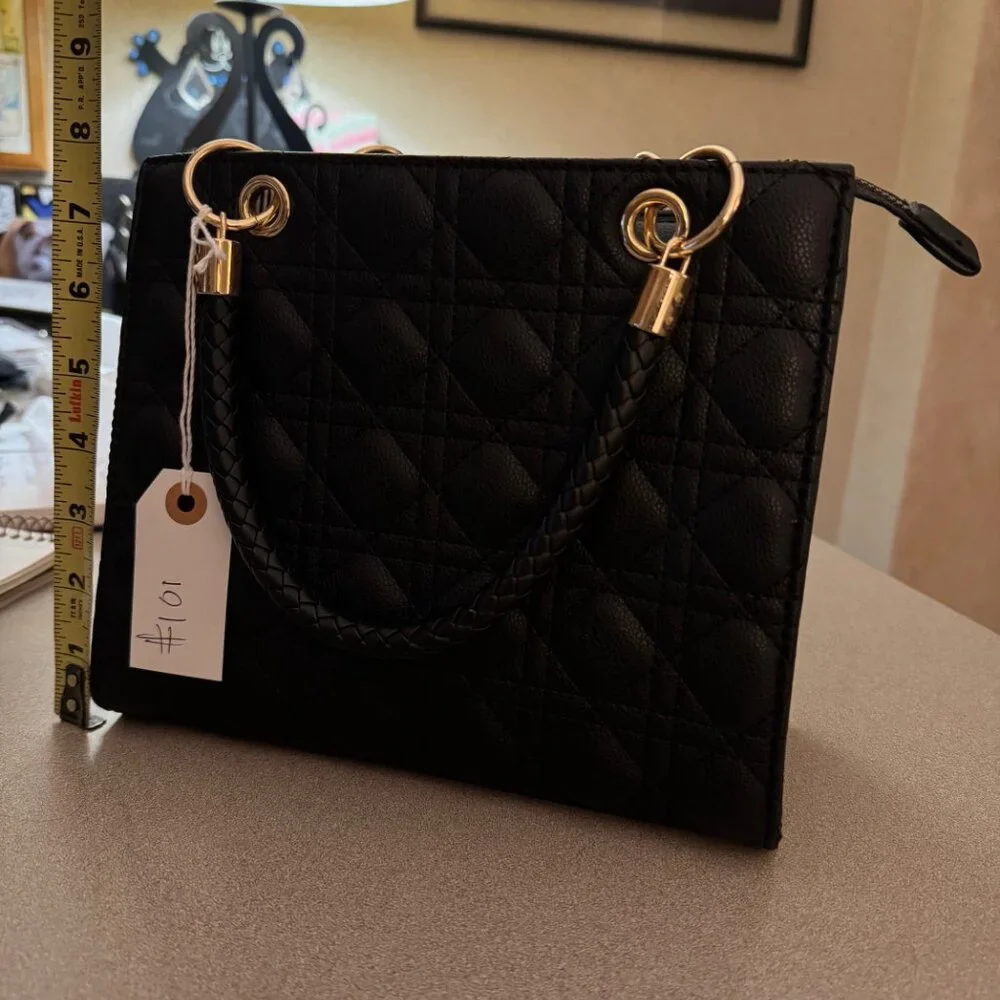 Black small handbag, faux leather (#101) - Picture 5 of 6